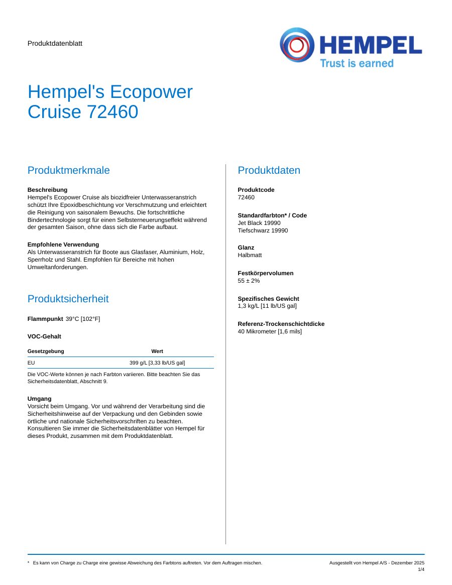 Titelseite Datenblatt HEMPEL'S ECOPOWER CRUISE (72460)