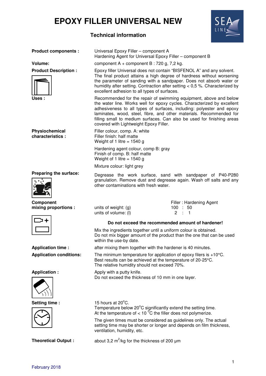 Titelseite Datenblatt EPOXY FILLER UNIVERSAL NEW