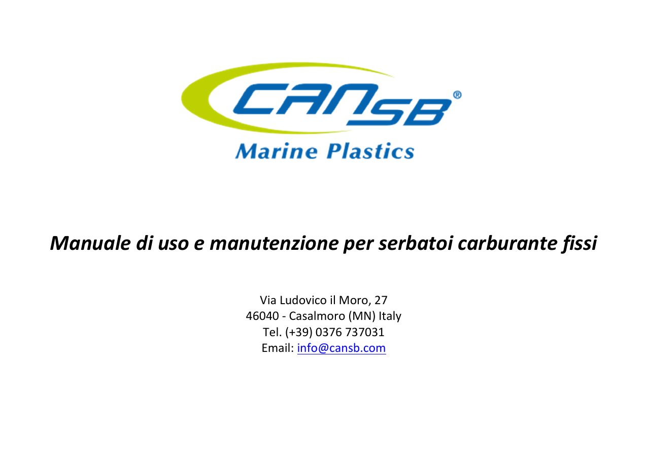 Titelseite Bedienungsanleitung SERBATOI-CARBURANTE-FISSI