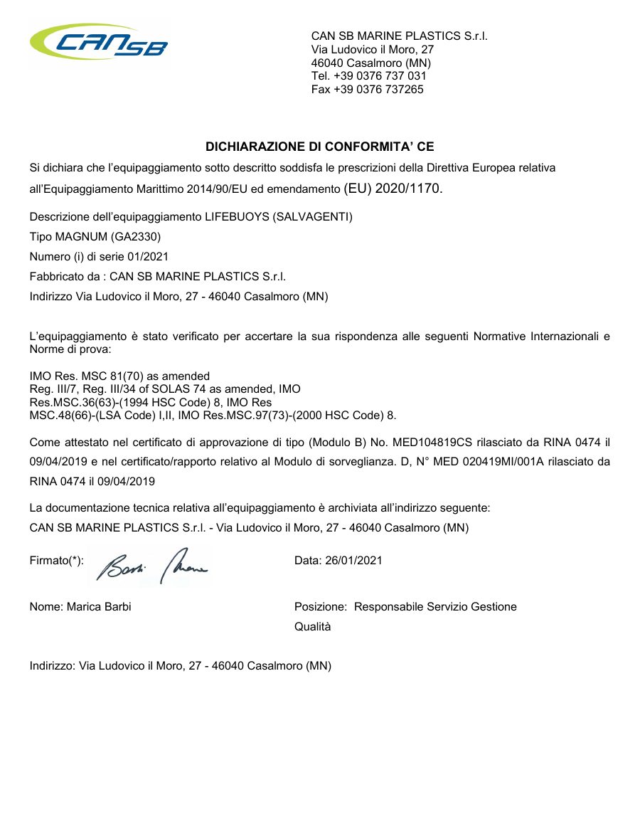 Titelseite Konformitätserklärung GA2330 Lot 01-2021