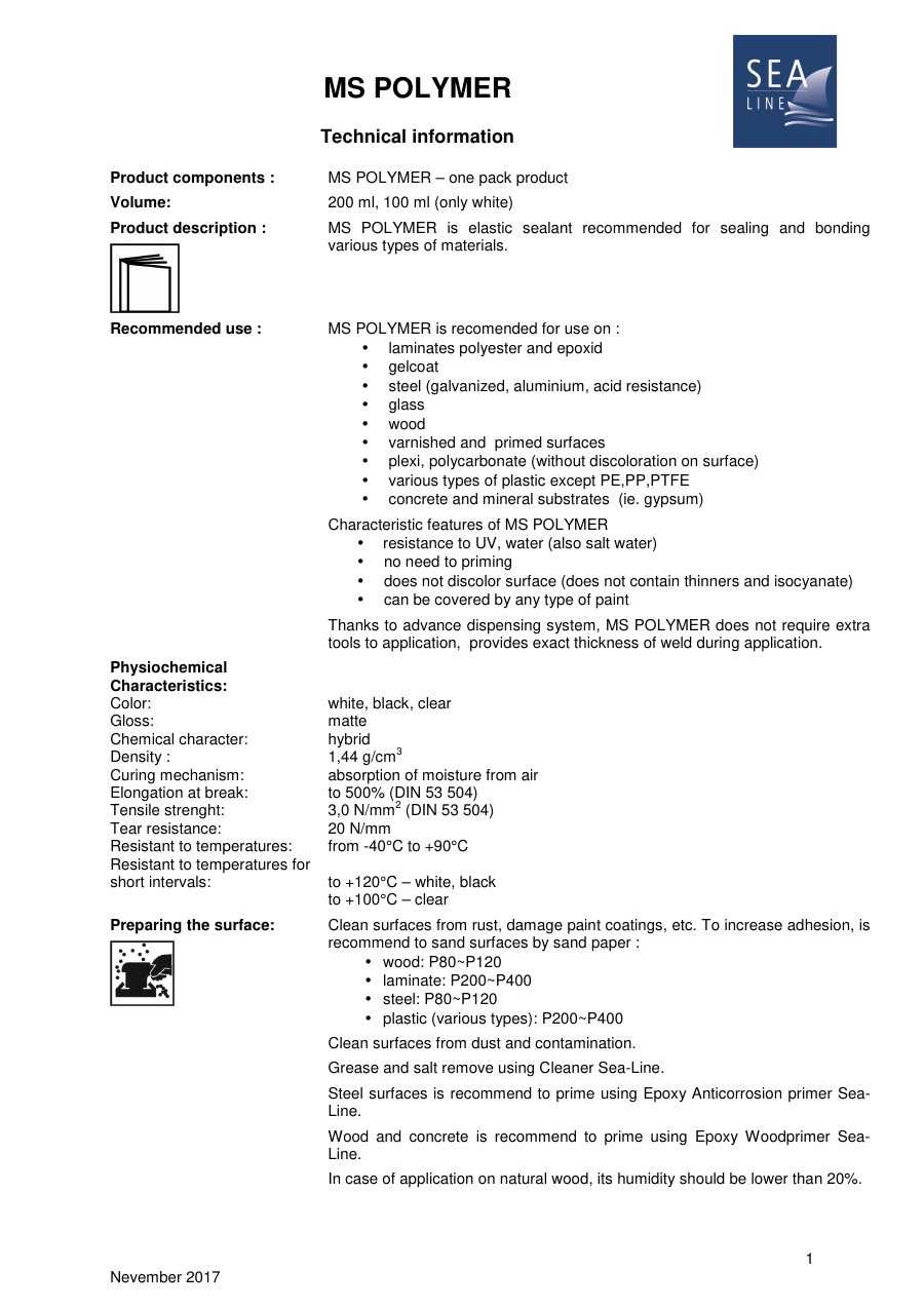 Titelseite Datenblatt MS POLYMER