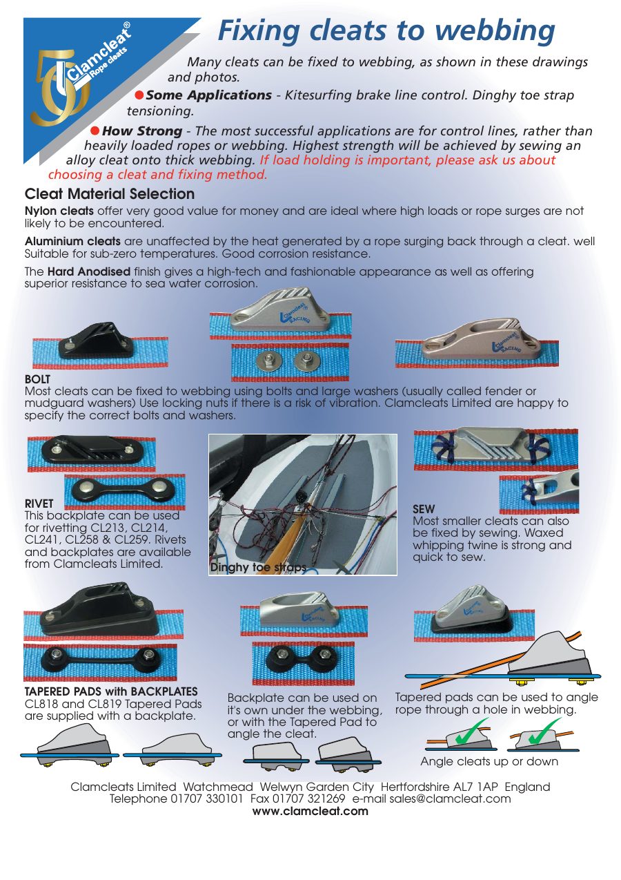 Titelseite Montageanleitung Fixing cleats to Webbing