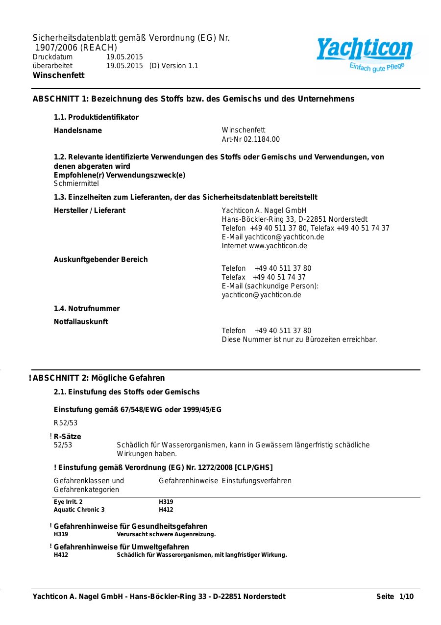 Titelseite Sicherheitsdatenblatt Winschenfett (13-YWINCH)