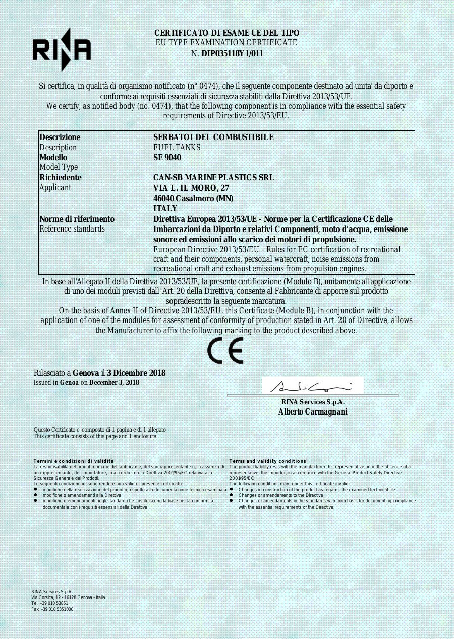 Titelseite CE-Konformitätserklärung SE9040