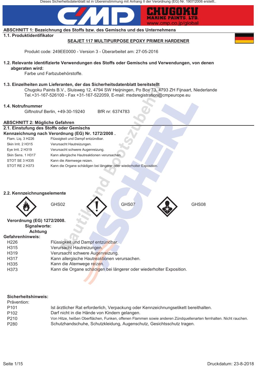 Titelseite Sicherheitsdatenblatt Seajet 13-SJ117400_H