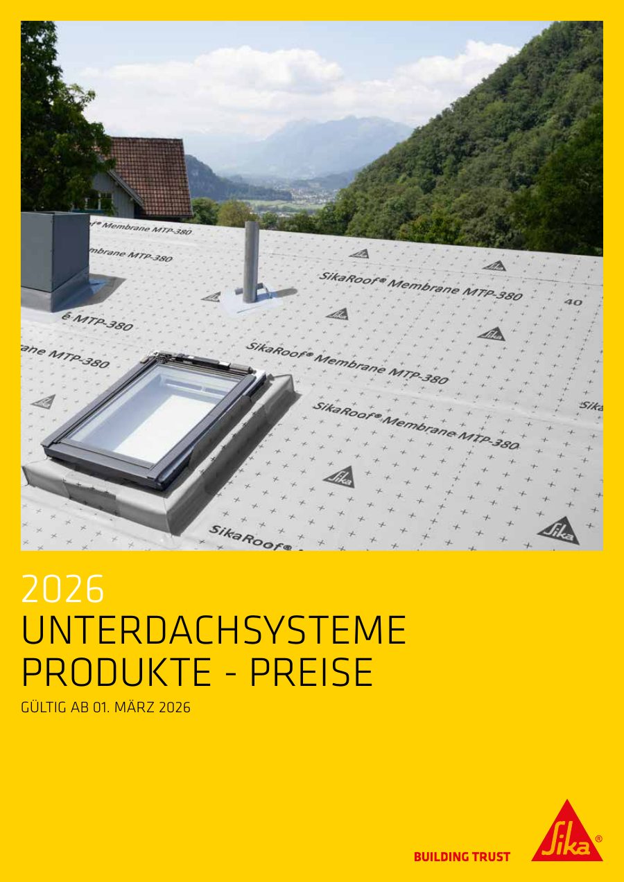 Titelseite Preisliste Unterdachsysteme Broschüren und Flyer PDF - 796 KB (de)