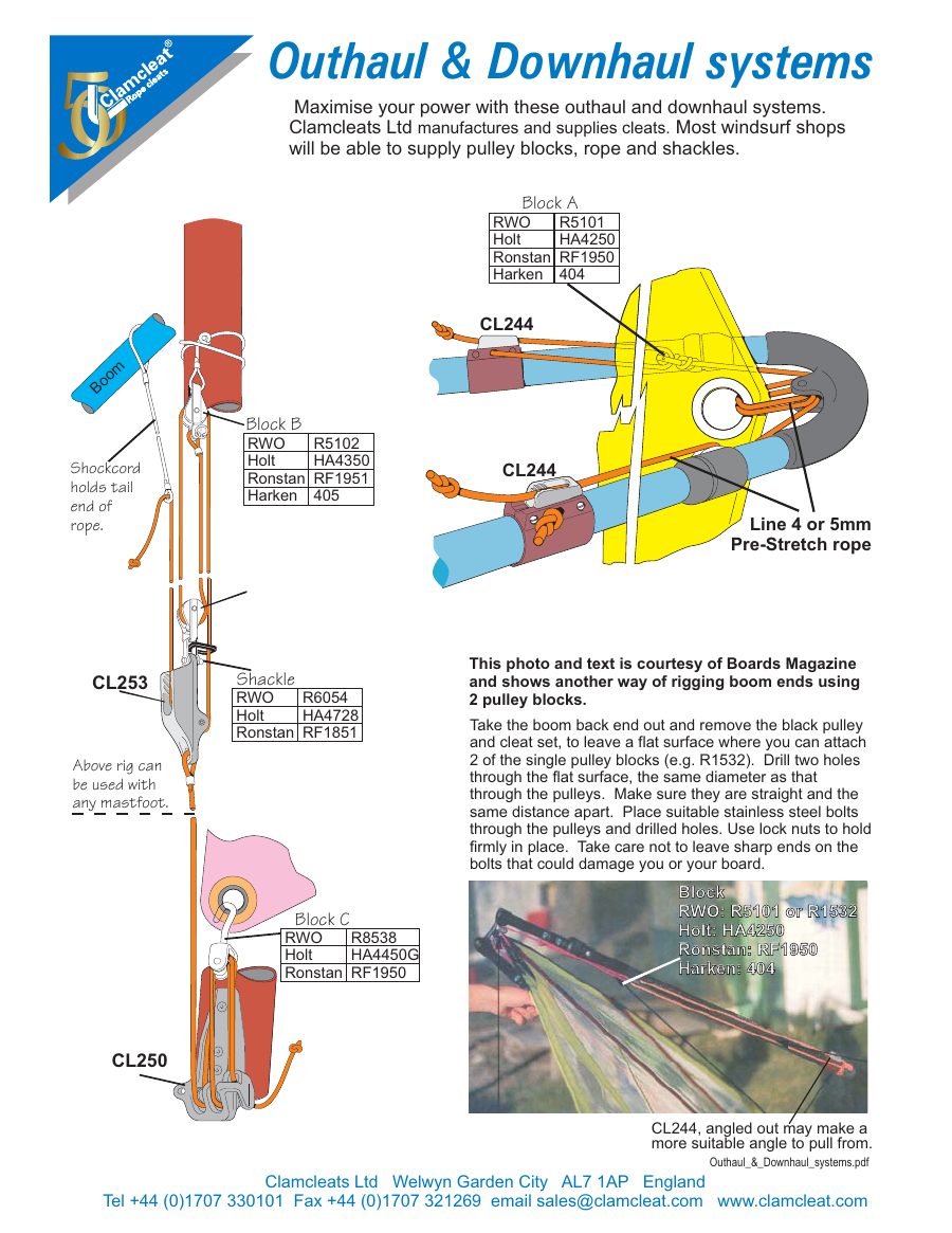 Titelseite Montageanleitung Outhaul and Downhaul Systems
