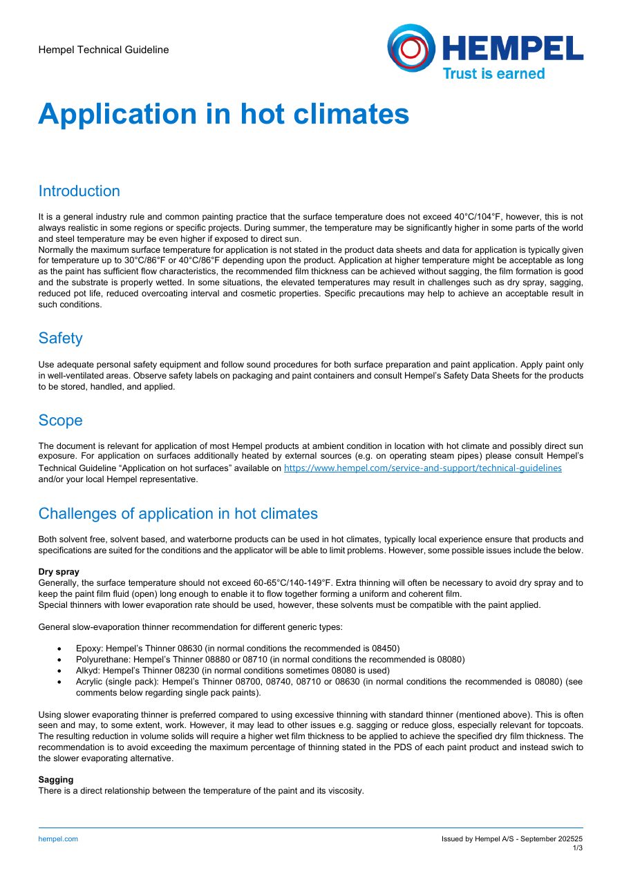 Titelseite Application in hot climates