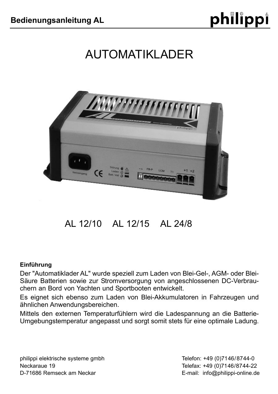 Titelseite Automatiklader Serie AL 12/10; 12/15; AL 24/8