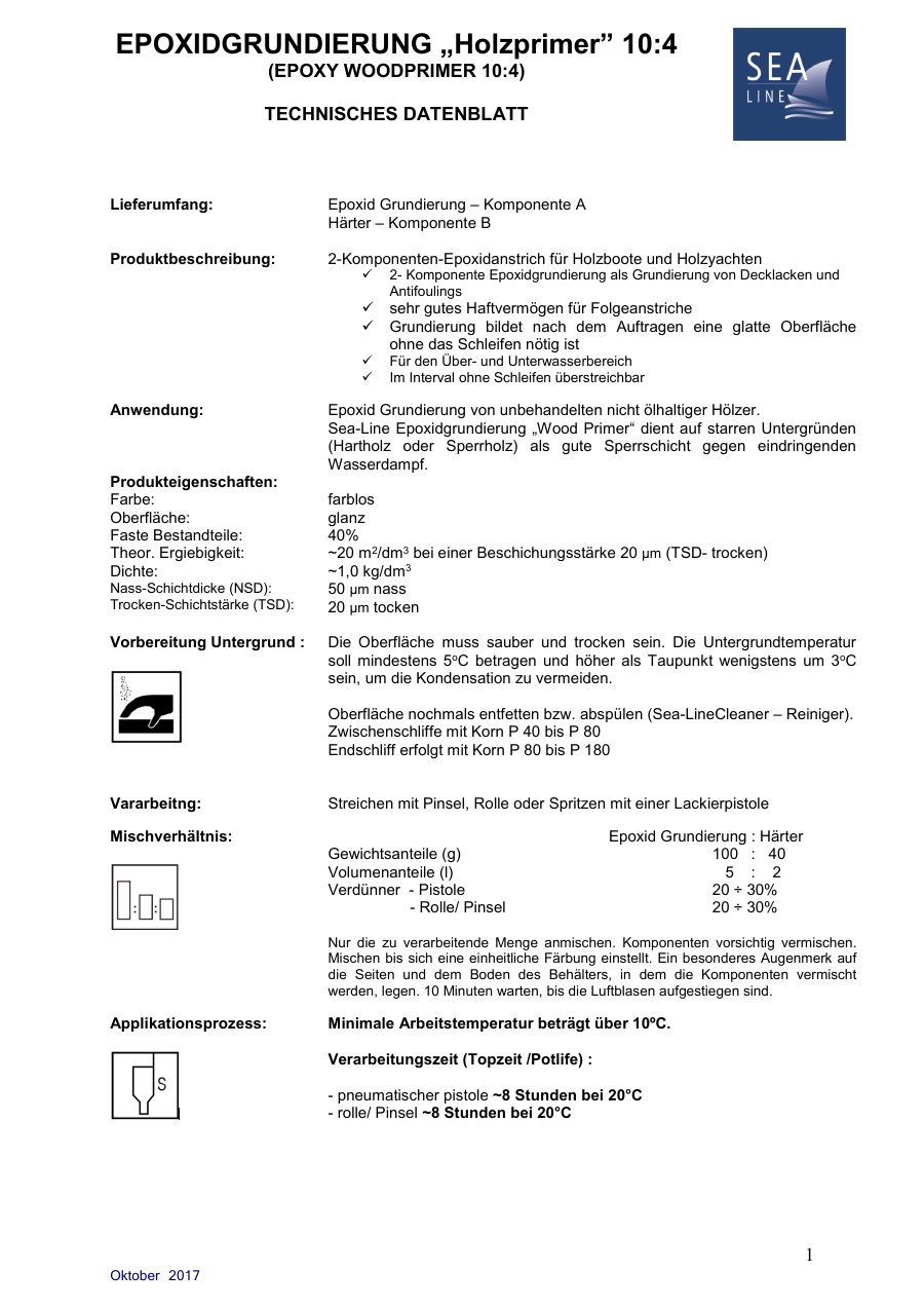 Titelseite Datenblatt Sea-Line TDS_Sea-Line_Epoxyprimer_Holz_DE