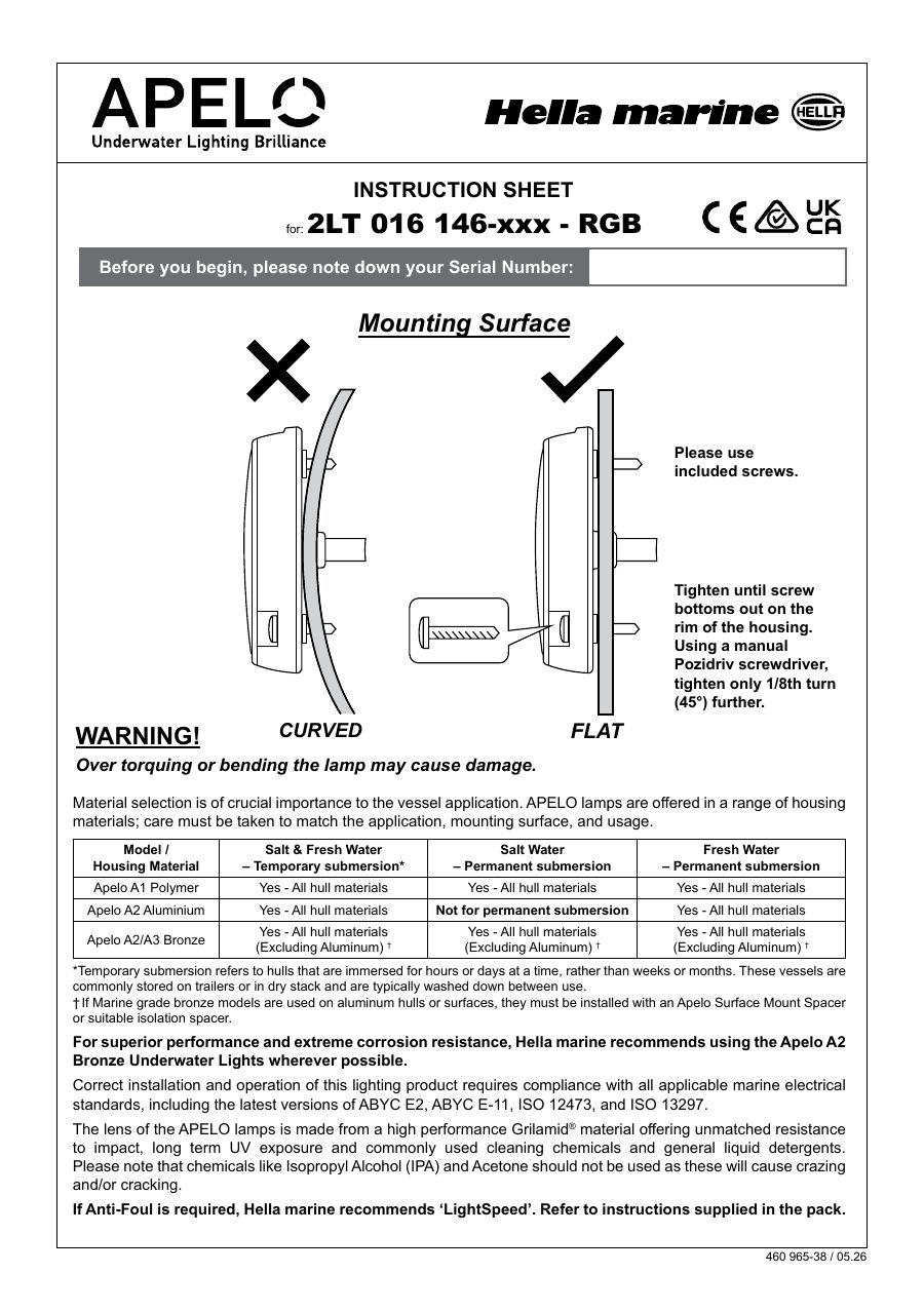 Titelseite Sonstiges IS 016 146 xxx Apelo A1 RGB Underwater Lights 460 965 38 05 26