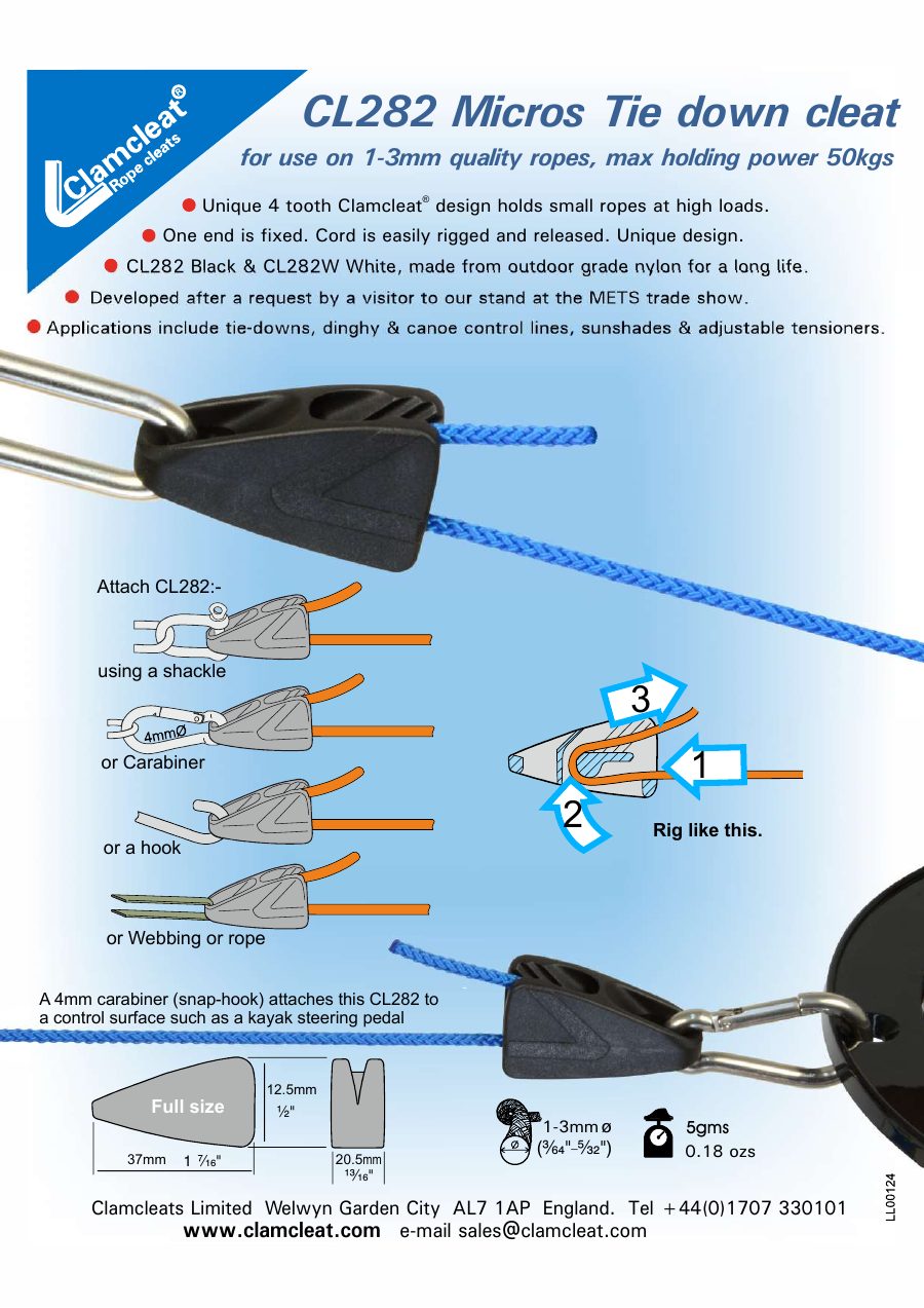 Titelseite Montageanleitung LL00124 CL282 Micros Tie down cleat