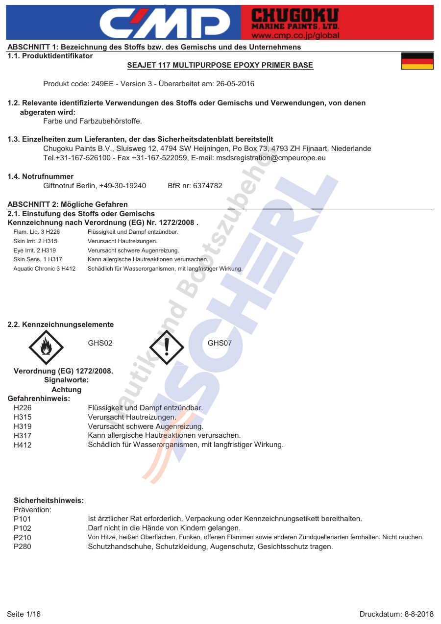 Titelseite Sicherheitsdatenblatt Seajet 13-SJ117400_B