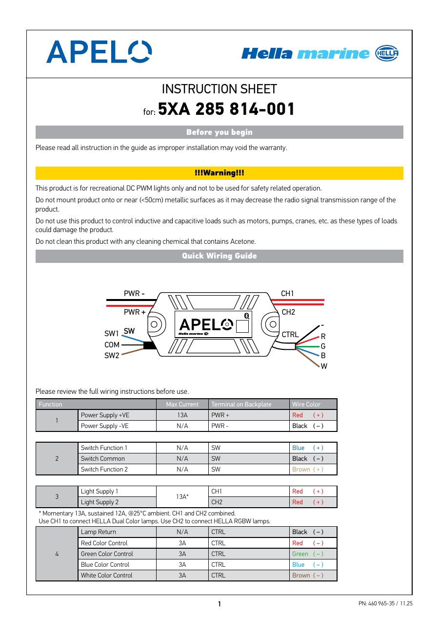 Titelseite Bedienungsanleitung IS Apelo Light Controller Full Instructions 460 965 35 11 25