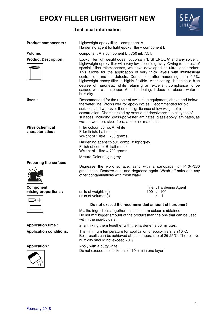 Titelseite Datenblatt EPOXY FILLER LIGHTWEIGHT NEW
