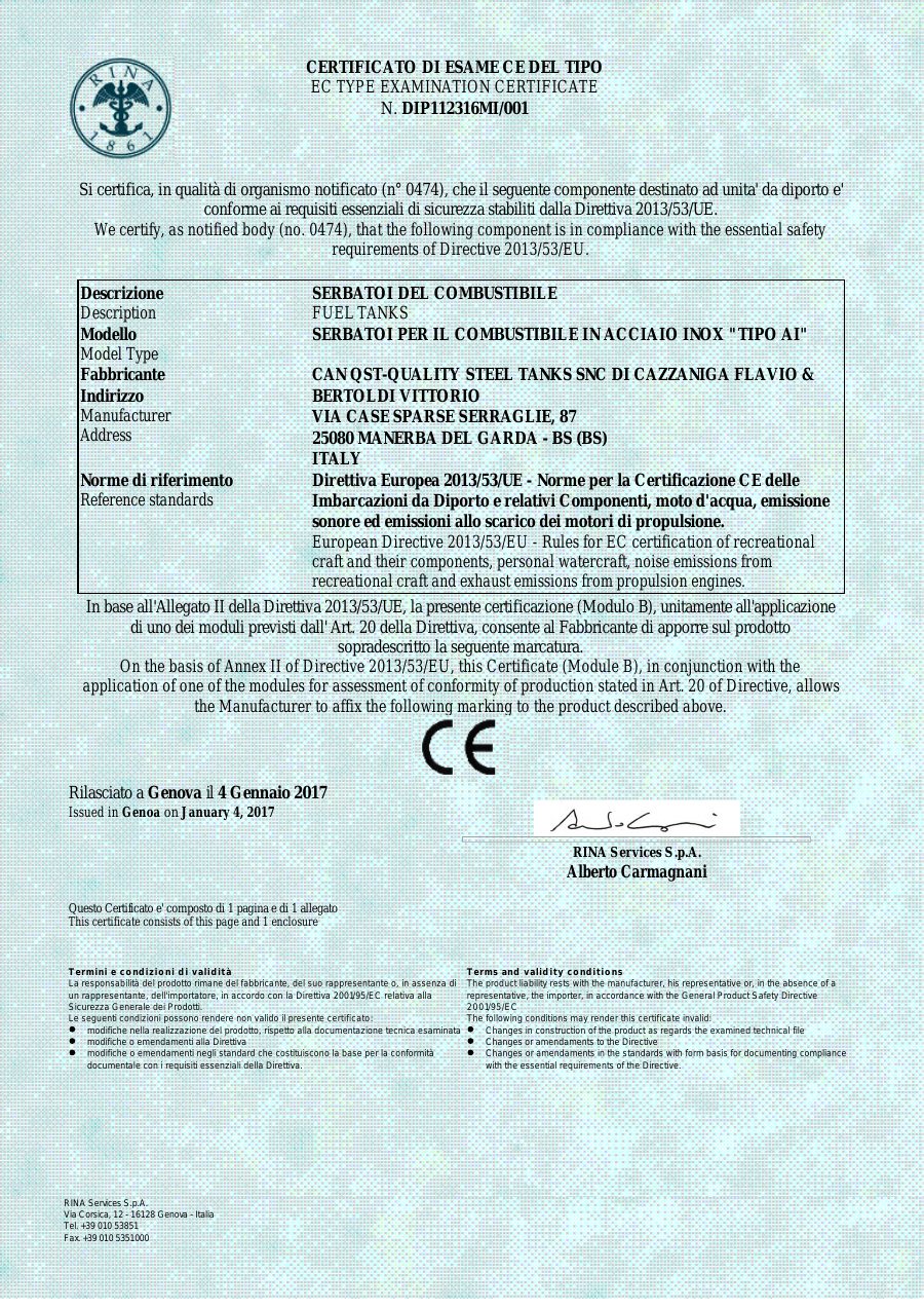 Titelseite CE-Konformitätserklärung Edelstahltanks