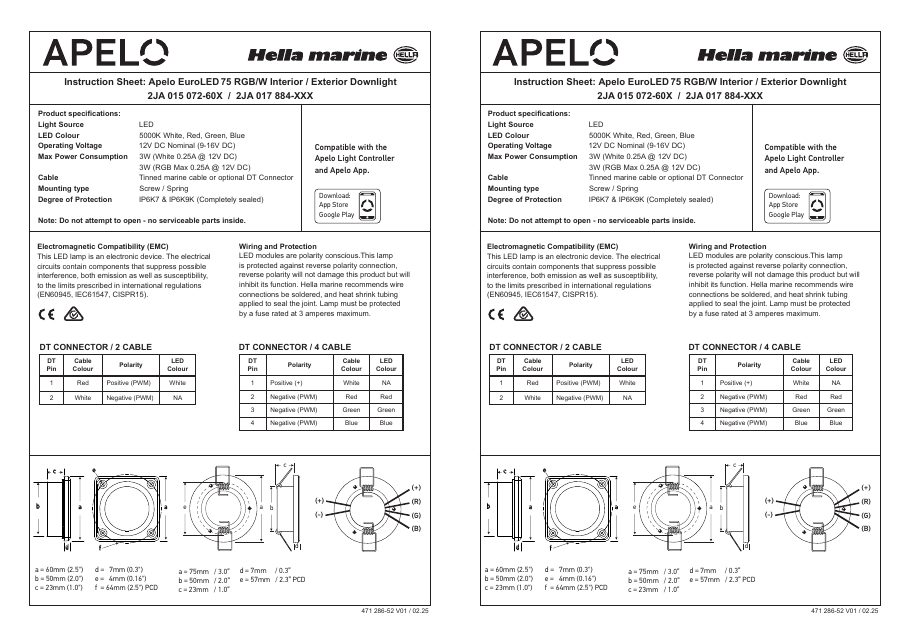 Titelseite Sonstiges IS 015 072 60X 017 884 XXX Apelo EuroLED75 RGBW Downlight 471 286 52 V01 02 25